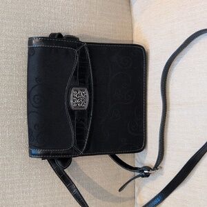 Coldwater Creek 3-Piece Black Heart Jacquard Crossbody Organizer Bag